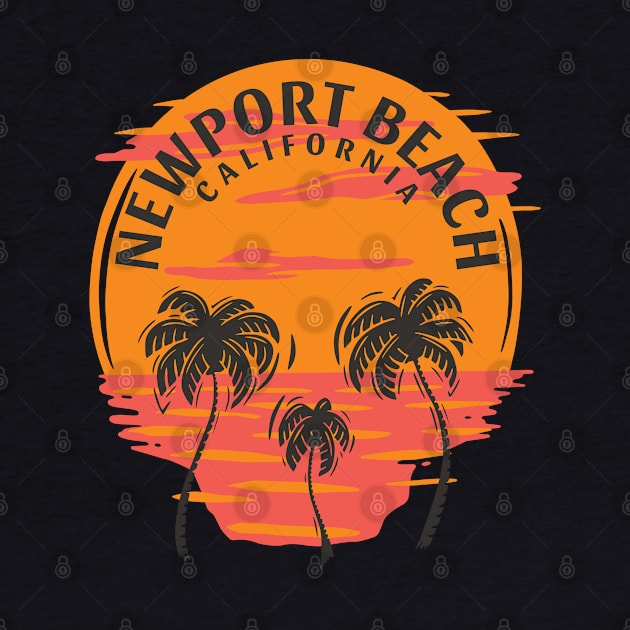 Newport Beach California Skull Sunset and Palm Trees by Eureka Shirts
